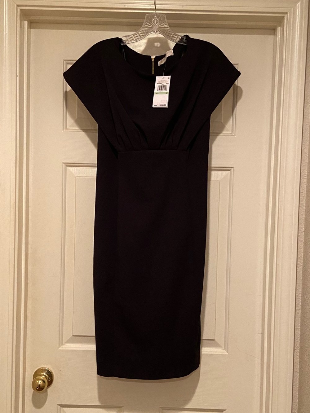 NWT Michael Kors Calvin Klein Collab Size 8 Black Short-Sleeve Midi Sheath Dress